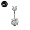E-Commerce Transfronterizo Nuevo Modelo G23 Anillo para Ombligo de Circonita con Forma de Corazón Redondo F136 Anillo para Ombligo de Titanio Stud para Ombligo