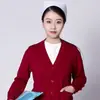 Nuevo Suéter de Enfermera Doctora Cardigan de Punto Azul Marino para Esteticista Chaqueta de Cuello en V Monos de Primavera y Otoño