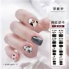 Usando peça de nail art vermelho da internet branco cor semitransparente corrente diamante blush florescendo nail art laço removível produto finalizado