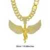 Collar Cubano Angel con Colgante Oversize de Diamante Rosa y Hebilla Cuadrada Venta Caliente en Amazon Transfronterizo TEMU Accesorios Hip-Hop para Hombres y Mujeres