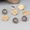 Prata de lei S925 banhada a ouro Botão com caractere Xi Acessórios vintage botão preto tinta envelhecida Material para artesanato DIY Joias