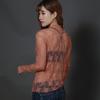 Nueva Camisa Base Ajustada de Primavera y Verano para Mujer Camisa de Malla de Red de Pesca Transparente Sexy Cuello Pequeño Manga Larga Camisa de Encaje