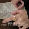 La Riqueza Viene de Todas Partes~ Anillo Vintage Grueso Chapado en Oro con Piedra Ojo de Gato de Cristal, Diseño Abierto Ajustable, Joyería Minimalista para Mujer