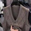 Cárdigan de punto sin mangas para hombre de primavera y otoño, para papá, chaleco, suéter para hombre mayor, ropa de hombre, chaqueta chaleco de abuelo
