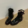 Botas Martin Super Estilosas 2026 para Mujer, Estilo Británico Retro de Nicho con Hebilla de Cinturón, Efecto Adelgazante, Tacón Grueso, Cremallera Lateral, Estilo Motociclista de Exportación