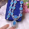 Conjunto de Calcedônia Atacado Colar Pingente Brilhante Brincos Anel Pulseira Luxo Cravejado Crisoprásio Conjunto de Quatro Peças