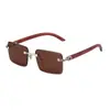[Personalizados] Gafas de Sol de Moda sin Montura con Corte Diamante para Hombre, Patillas con Imitación de Veta de Madera, Gafas de Sol para Hombre, Sombras