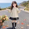 Gabardina de doble encaje estilo coreano para niñas, chaqueta de moda nueva primavera y otoño 2026 para niñas pequeñas, top moderno