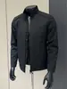 Chaqueta cortavientos ajustada con cuello alto otoño mate marrón oscuro abrigo de negocios cremallera casual bolsillo oculto línea de hombrera