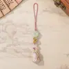 Brocado de Canción Calabaza de Cacahuete Trébol de Cuatro Hojas Colgante para Correa de Teléfono DIY Nuevo Estilo Chino Llavero de la Fortuna Colgante Decoración de Bolsa