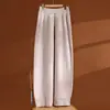 Outono/Inverno Novo Calça de Lã 100% Cintura Alta Perna Larga Feminina Casual Malha Longa Solta Versátil Macia Confortável