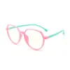 Nuevas Gafas de Silicona para Niños Anti Luz Azul Moda Cuadros Espejo Plano Gafas para Niños y Niñas en Stock F8283