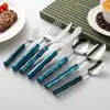 Conjunto de Talheres Ocidentais em Aço Inoxidável 304 Estilo Francês, Faca e Garfo de Bife de Acrílico de Bambu de Alta Qualidade, Faca e Garfo Ocidentais Domésticos