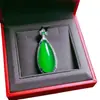 Colgante de calcedonia en forma de gota de agua con incrustaciones plateadas, colgante de jade en forma de gota de agua de calcedonia verde y ágata rosa, productos de jade para streamers femeninas