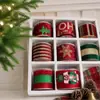 Cinta de Terciopelo Navideña Estampado en Caliente Copo de Nieve Retro Borde de Alambre de Hierro Horneado Decoración Navideña Cinta de Satén Árbol de Navidad Empaque de Caja de Regalo