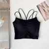 Camisola de Verano para Mujer con Escote en V y Espalda Plisada, con Almohadillas para el Pecho, para Chicas Atrevidas, para Usar Dentro y Fuera de Tops Cortos