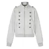 Suéter Cardigan Moletom Dupla Face Estilo Corte Retrô Outono/Inverno Unissex Street Jaqueta Curta Napoleão Casaco