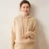 Nuevo Suéter con Capucha de Punto Holgado de Cachemira para Mujer Estilo Casual Simple Versátil Otoño 2026