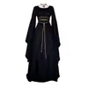 Vestido Medieval de Manga Larga Cuello Redondo Cinturón Irregular para Adultas Halloween Retro Disfraces de Drama