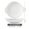 Placa Cerámica Binaural Jingdezhen Alto Valor de Color Plato Cerámico para el Hogar Plato Hondo para Sopa Plato para Cocinar al Vapor Plato de Porcelana de Hueso Phnom Penh