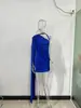 Vestido Mini Justo de Verão Estilo INS com Gola Halter, Decote Assimétrico, Mangas com Babados, Corpo Franzido, Vestido de Noite Emagrecedor, Vestido Formal Emagrecedor, Vestido Atacado