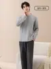 Pijama de medio polar para hombre, otoño e invierno, engrosado con polar, ropa de estar de polar coral, adecuado para adolescentes, se puede usar como ropa exterior, cuello redondo, estilo pullover, diseño nuevo