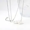 Nueva Cadena para Clavícula Estilo Europeo y Americano, Moderna, Versátil, Sencilla, de Alta Gama, Elegante, Acero Inoxidable Tamaño Collar de Perla Redonda