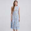 Vestido Redondo Pesado con Perlas y Incrustaciones de Diamantes, Ceñido en la Cintura, Falda Línea A con Encaje de Pestañas