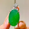 Pendente Oval de Ágata Crisoprásio Verde Imperial Transparente Gelo Natural Simples de Alta Qualidade