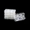 Caja de almacenamiento de plástico transparente fija de 6 compartimentos para fabricantes, caja clasificadora multi-compartimento para cuentas, uñas, joyería