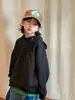 Sudadera de Algodón Terry Suelta Estilo Coreano Otoño 2026 para Niños y Niñas, con Diseño de Capucha Desgastada, Top de Moda