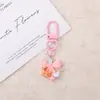 Chaveiro Urso com Laço de Bolinhas Coloridas Pingente Desenho Animado Fofo Acessório de Chaveiro com Contas Fornecimento de Produto Acabado