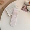 Meias com Borda Enrolada Meia de Cano Médio Feminina Meia Fina de Verão Malha Respirável Estilo Ballet Renda Meias de Veludo Branco Verão
