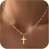 Collar Cruz Incrustada de Diamantes Transfronterizo, Cadena para Clavícula de Primera Comunión y Bautismo, Colgante de Oro de 14K, Collar Versátil al por Mayor