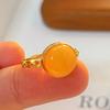 Anillo Guofeng vintage de plata de ley 925 con cera de abejas antigua amarilla y aceite de pollo y miel natural