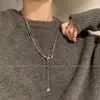 Colar com Pingente Redondo Versátil para Outono e Inverno para Mulheres Estilo Cool da Moda Corrente de Suéter Longa Não Desbota Acessórios da Moda Hip-Hop