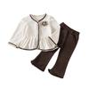 Traje de viento pequeño fragante para niñas primavera y otoño estilo occidental moderno ropa infantil rojo de internet dos piezas ropa de otoño para bebé una generación de cabello