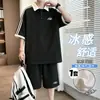 Traje de Verano Juvenil Camisa Polo para Niños, Estudiantes de Secundaria y Preparatoria, Camiseta de Manga Corta de Seda Helada, Ropa Deportiva para Niños Grandes