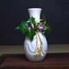 Arreglo Floral Hidropónico Decorativo de Plástico de Ratán, Puramente Hecho a Mano, Jarrón Pequeño Tejido de Paja de Alto Valor, Adorno de Lujo Ligero Vintage de Gama Alta