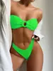 2022 AliExpress Europeu e Americano Comércio Exterior Maiô Feminino Cortado Argola Tubo Vazado Top Sexy Biquíni 9987