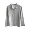 Camisa de Algodão Fio Duplo Azul Céu Manga Longa para Mulheres Primavera & Outono 2026 Solta Cor Pura Textura Leve Camisa de Lapela Top para Mulheres