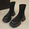 Botines gruesos para mujer 2026 nuevo principios de otoño elásticos ajustados estilo británico retro Botas Martin Botas Chelsea modernos
