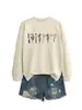 Sudadera Transfronteriza Estilo Europeo y Americano Manga Larga para Mujer En Stock Tijeras Peine Secador de Pelo Floral Otoño e Invierno Talla Europea
