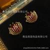 Brincos de design semi-embrulhados de esmalte vermelho incrustado de cobre medieval ocidental retro dia de ouro velho versátil