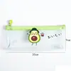 Venta Caliente Transfronteriza Bolsa de Lápices Transparente de PVC de Aguacate de Dibujos Animados Linda para Estudiantes de Primaria y Secundaria Estilo Ins Bolsa de Papelería Sencilla