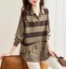 Conjunto de Duas Peças de Roupas Femininas de Outono 2026 Novo Estilo Tops Camisa Chic da Moda para o Trabalho Gola Camisa Malha Colete Suéter