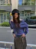 MZI STUDIO Otoño Estilo Coreano Suave y Versátil Adelgazante Color Sólido Un Hombro Manga Larga Suéter A80229