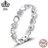 Aifule original prata esterlina s925 arco-íris coração anel cor feminina zircão em forma de coração banhado a platina anel pulseira