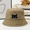 Gato Preto Comércio Exterior Feminino Outdoor Estampado Pai-Filho Personalizado Chapéu de Pescador Masculino Chapéu de Sol Bucket Chapéu Transfronteiriço