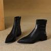 Botines Ajustados Elásticos de Punta Fina Franceses Tacón Bajo 2026 Nuevo Estilo Otoño e Invierno Botines de Tacón Grueso para Mujer Botines Chelsea Retro Marrones
